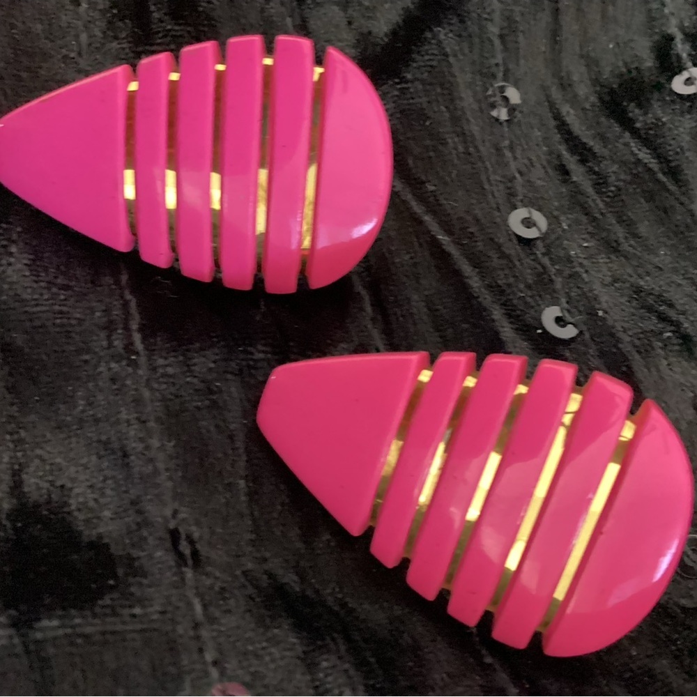 Vintage 80s Pink Geometric Earrings